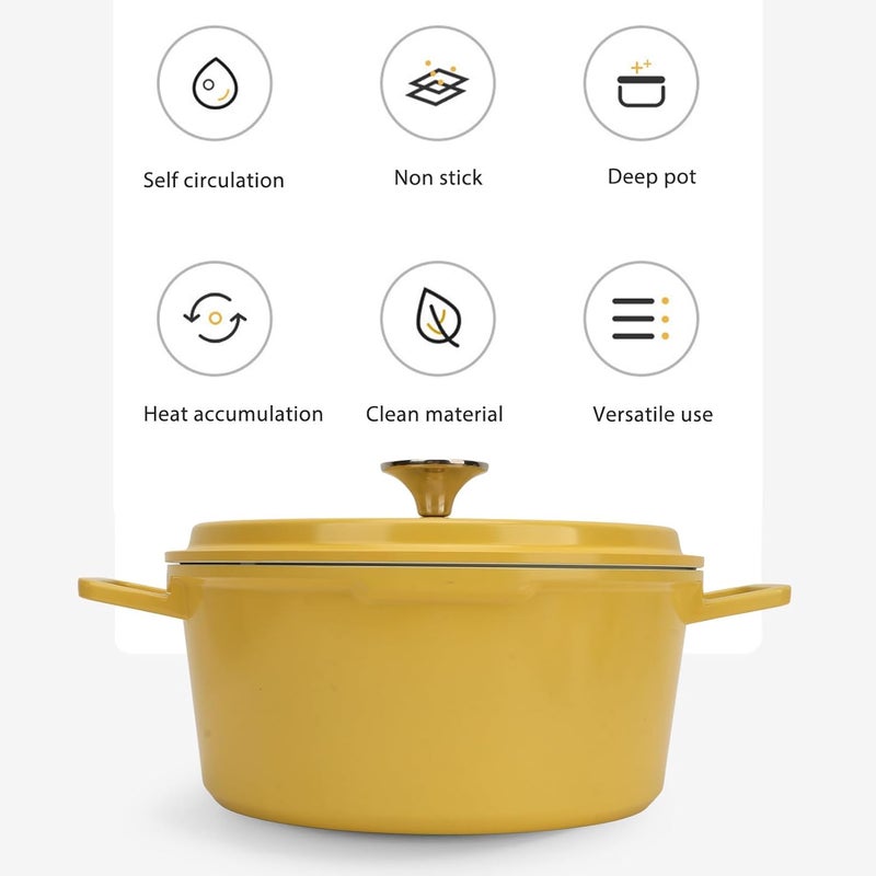 fannay Enameled Dutch Oven, Round Dutch Oven Pot with Lid 9.4in Dia, Dual Handles, Non Stick Enamel Coating Heavy-Duty Cookware for Braising, Stews, Roasting, Bread Baking, Heat - Image 2
