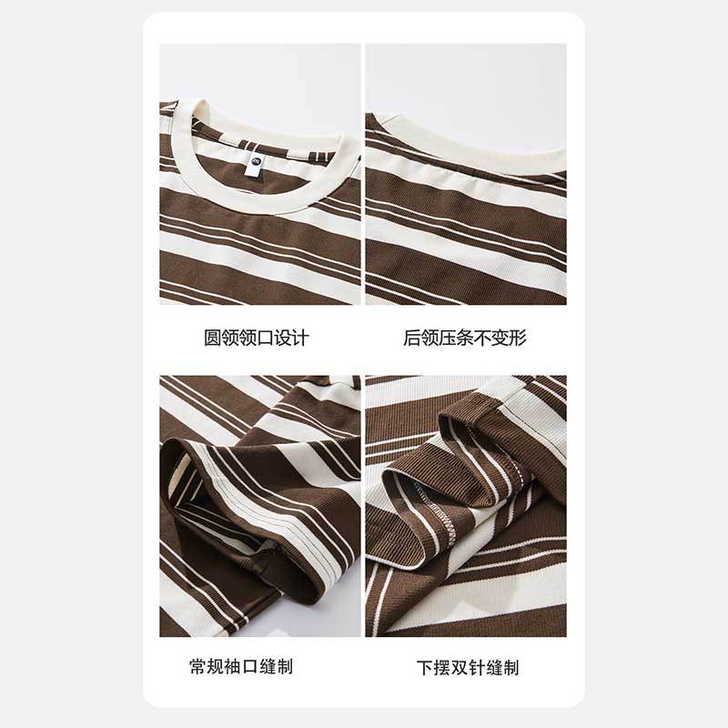 Danbaoni | Japanese Horizontal Striped T-Shirt Men'S Ins Short Sleeve Tide Brand Loose Sleeve Base Shirt - Image 3
