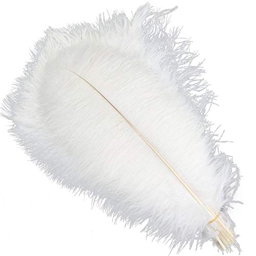Sowder 5pcs Ostrich Feathers 16-18inch(40-45cm) Home Wedding Decoration(White) - Image 1