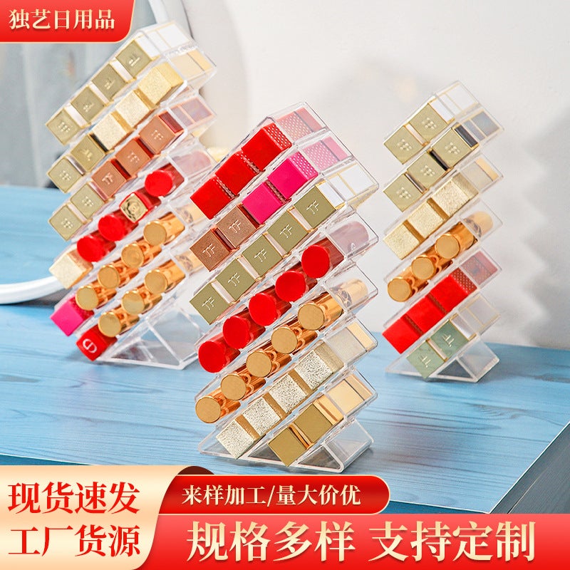 Internet Celebrity Lipstick Storage Box Dust-Proof Desktop Lip Glaze Multi-Grids Cosmetics Lipstick Rack Organizer Box Storage Transparent - Image 2