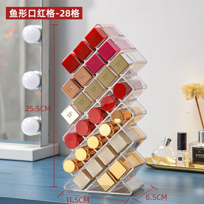 Internet Celebrity Lipstick Storage Box Dust-Proof Desktop Lip Glaze Multi-Grids Cosmetics Lipstick Rack Organizer Box Storage Transparent - Image 1