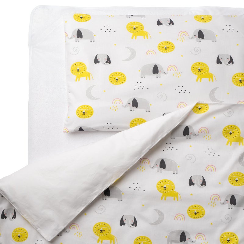 FlyIdeas Baby Bed Linen Complete Set 180 x 120 cm - Perfect for 160 x 80 cm Cots 100% Pure Cotton Baby Blanket Set with Pillowcase for Newborns Cot Bassinets & Cots - Image 1