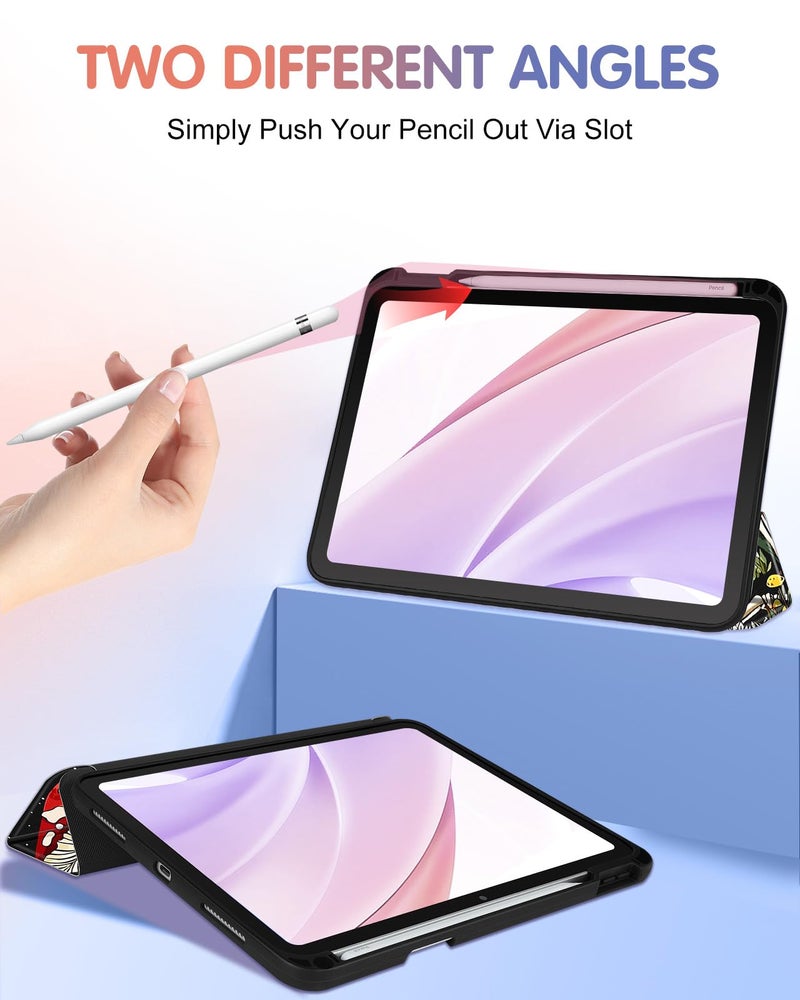 Wazzasoft for iPad A16 Case 2025 - for iPad 10th Generation Case Cute Women Girls eens Mushroom Design Unique Cool with Pencil Holder Auto Sleep/Wake Tablet Cover for Apple 11/10 10.9 Inch - Image 4