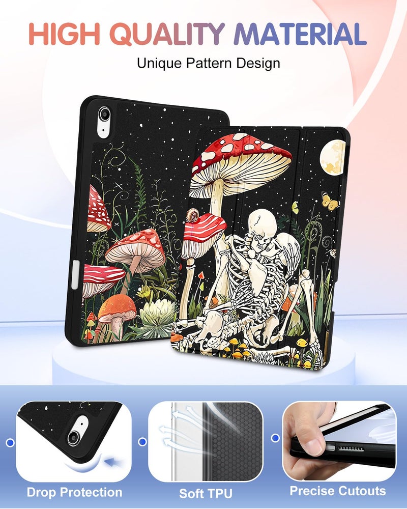 Wazzasoft for iPad A16 Case 2025 - for iPad 10th Generation Case Cute Women Girls eens Mushroom Design Unique Cool with Pencil Holder Auto Sleep/Wake Tablet Cover for Apple 11/10 10.9 Inch - Image 3