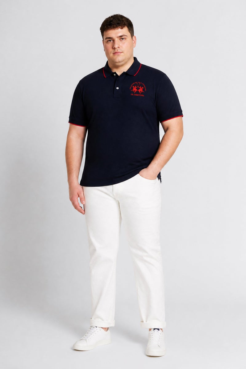 La Martina Men Regular Fit Embroidered Logo Short Sleeve Polo Shirt, Navy - Image 4