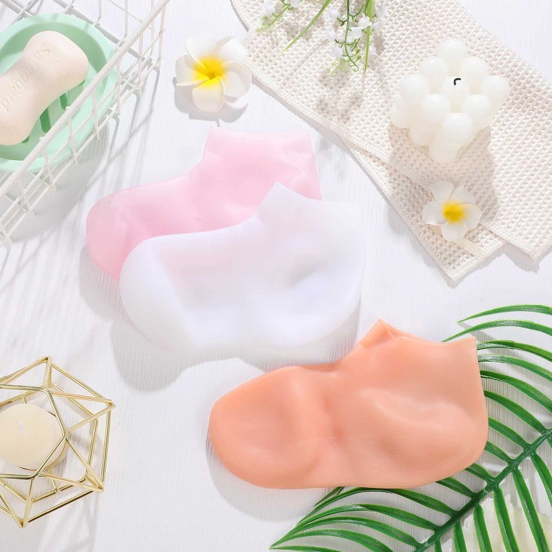 SATINIOR 3 Pairs Silicone Socks for Dry Cracked Feet Women Foot Therapy Spa Pedicure Silicone Sock Repairing Silicones Moisturizing Socks for Softening Rough Skin(X-Large) - Image 5