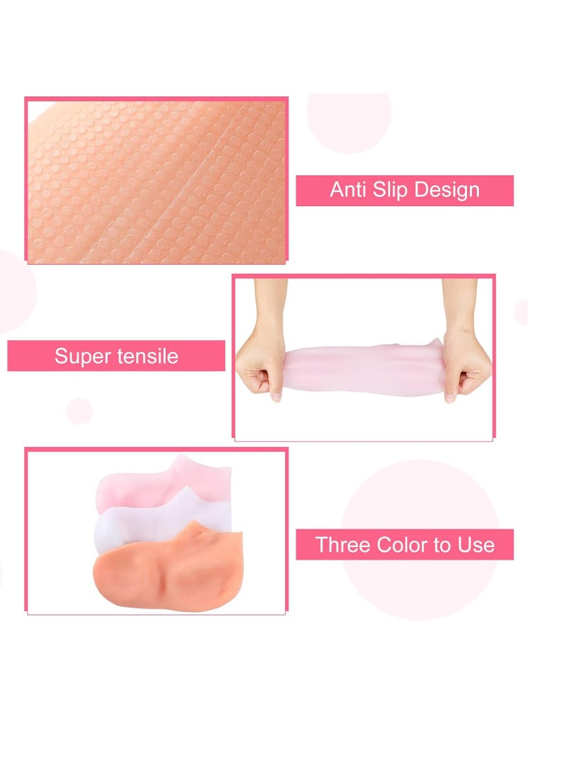 Satinior Silicone Socks 3 Pairs Latex Gel Socks Aloe Heel Socks Anti Slip Silicone Moisturizing Socks for Women Men Dry Cracking Skin (X-Large) - Image 2