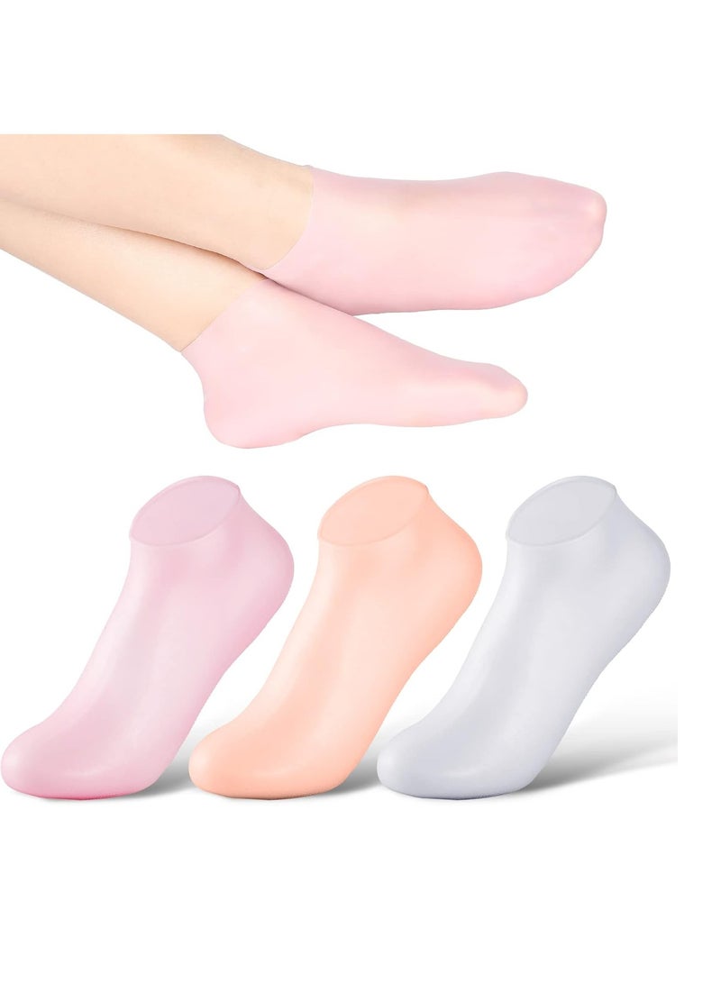 Satinior Silicone Socks 3 Pairs Latex Gel Socks Aloe Heel Socks Anti Slip Silicone Moisturizing Socks for Women Men Dry Cracking Skin (X-Large) - Image 1