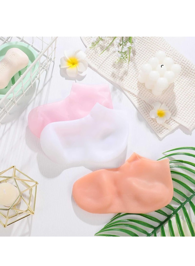 Satinior Silicone Socks 3 Pairs Latex Gel Socks Aloe Heel Socks Anti Slip Silicone Moisturizing Socks for Women Men Dry Cracking Skin (X-Large) - Image 4