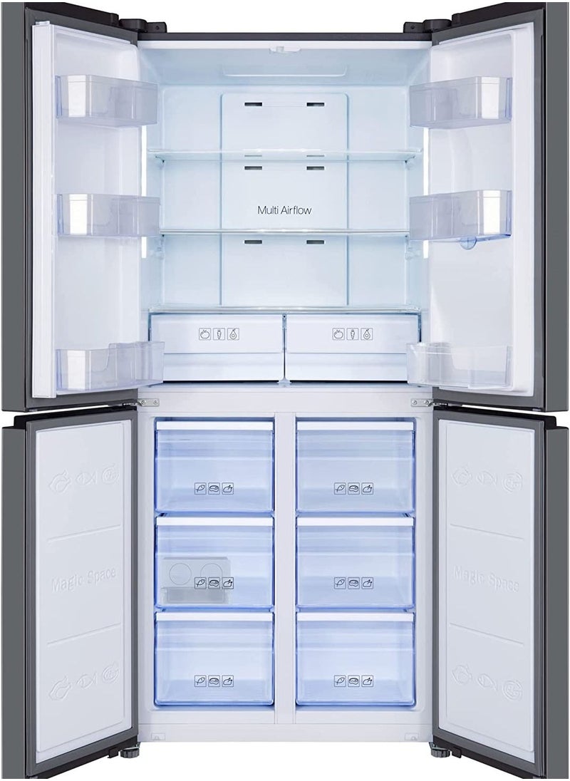 TCL - 4 Door Side By Side Refrigerator, French Door Fridge With Bottom Freezer, Total No Frost, Inverter Compressor, Led Display With Touch Button Control, Interior Led Light P560Cdn Silver - Image 1