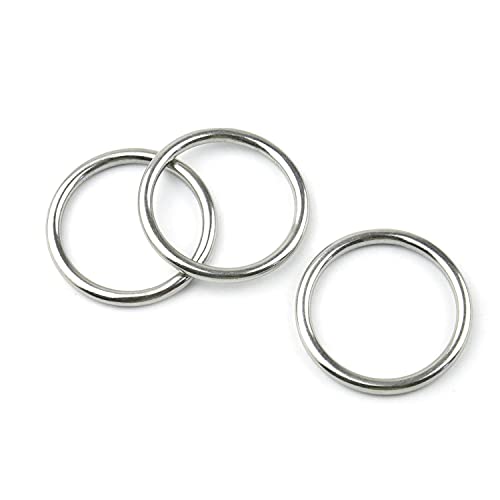 Hamineler 20 PCS Smoothing Welded 304 Stainless Steel O-Ring Welded Round Rings for Camping Belt, Dog Leashes, Luggage Accessories (4mm×20mm ID) - Image 3
