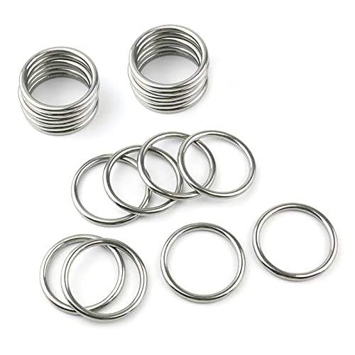 Hamineler 20 PCS Smoothing Welded 304 Stainless Steel O-Ring Welded Round Rings for Camping Belt, Dog Leashes, Luggage Accessories (4mm×20mm ID) - Image 4