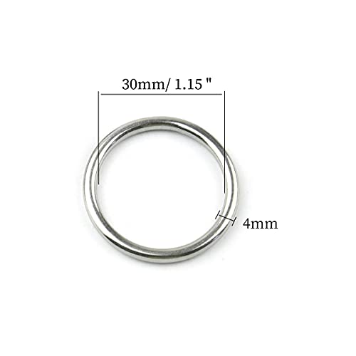 Hamineler 20 PCS Smoothing Welded 304 Stainless Steel O-Ring Welded Round Rings for Camping Belt, Dog Leashes, Luggage Accessories (4mm×20mm ID) - Image 2