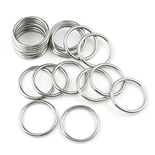 Hamineler 20 PCS Smoothing Welded 304 Stainless Steel O-Ring Welded Round Rings for Camping Belt, Dog Leashes, Luggage Accessories (4mm×20mm ID) - Image 1