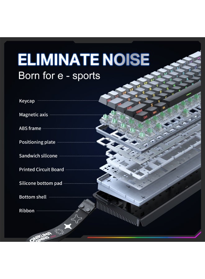 onikuma لوحة مفاتيح ONIKUMA G69 68 مفتاح إضاءة RGB سلكية بمحور مغناطيسي أسود - Image 5