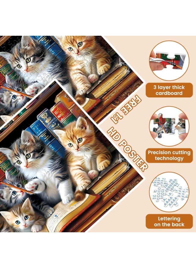 1000-piece Cat Library Puzzle - Fun Kitten Bookshelf Puzzle - A Challenge for Animal Pet Lovers - The Perfect Gift for Family Activities and Game Nights with Friends - Image 4