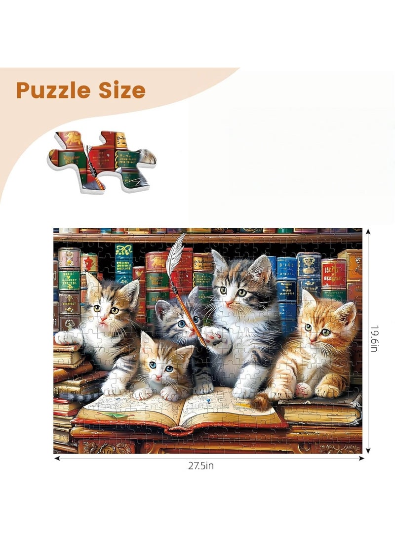 1000-piece Cat Library Puzzle - Fun Kitten Bookshelf Puzzle - A Challenge for Animal Pet Lovers - The Perfect Gift for Family Activities and Game Nights with Friends - Image 3