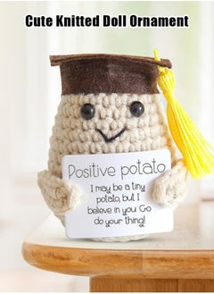 Generic Graduation Gift Cute Positive Potato, Mini Funny Positive Potato with Doctoral Hat, Knitted Wool Doll with Positive Card, Cheer Up Gift for Graduates Friend Students Kids (Doctor Potato)  - Image 1