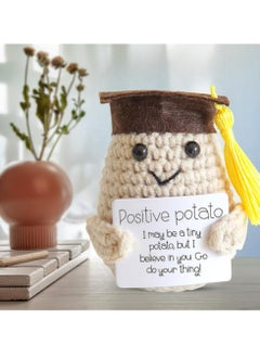Generic Graduation Gift Cute Positive Potato, Mini Funny Positive Potato with Doctoral Hat, Knitted Wool Doll with Positive Card, Cheer Up Gift for Graduates Friend Students Kids (Doctor Potato)  - Image 2