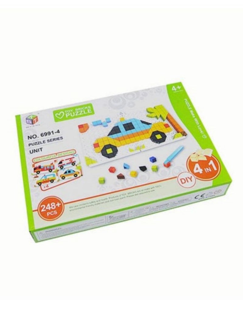 Building Blocks Toy Set, 4 in 1 Brick Puzzle Blocks, Stacking Block Sets, BPA-Free Block Toys in Car Shape, for Kids Boys Girls 3+ Years - Image 2