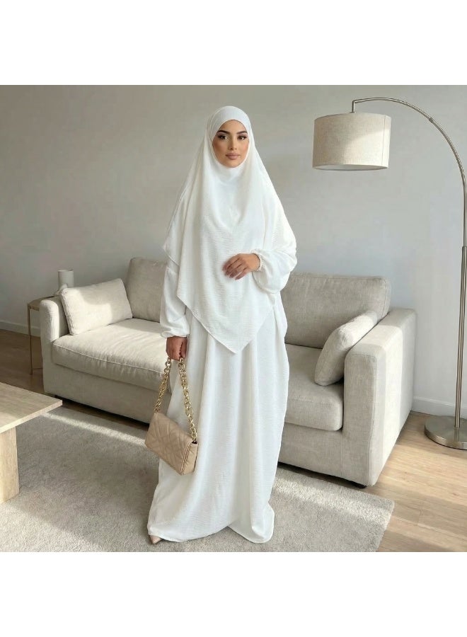 طقم صلاة نسائي عباية من قطعتين فستان طويل محتشم بأكمام طويلة بقصة واسعة للملابس الإسلامية - Image 1