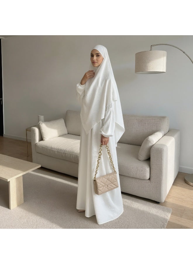 طقم صلاة نسائي عباية من قطعتين فستان طويل محتشم بأكمام طويلة بقصة واسعة للملابس الإسلامية - Image 2