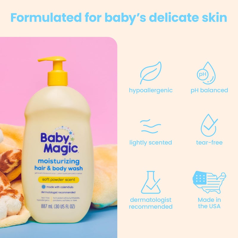 Baby Magic Moisturizing Hair & Body Wash | Specially Formulated for Baby's Delicate Skin | Tear-Free | Calendula & Coconut | 30 fl oz. - Image 4