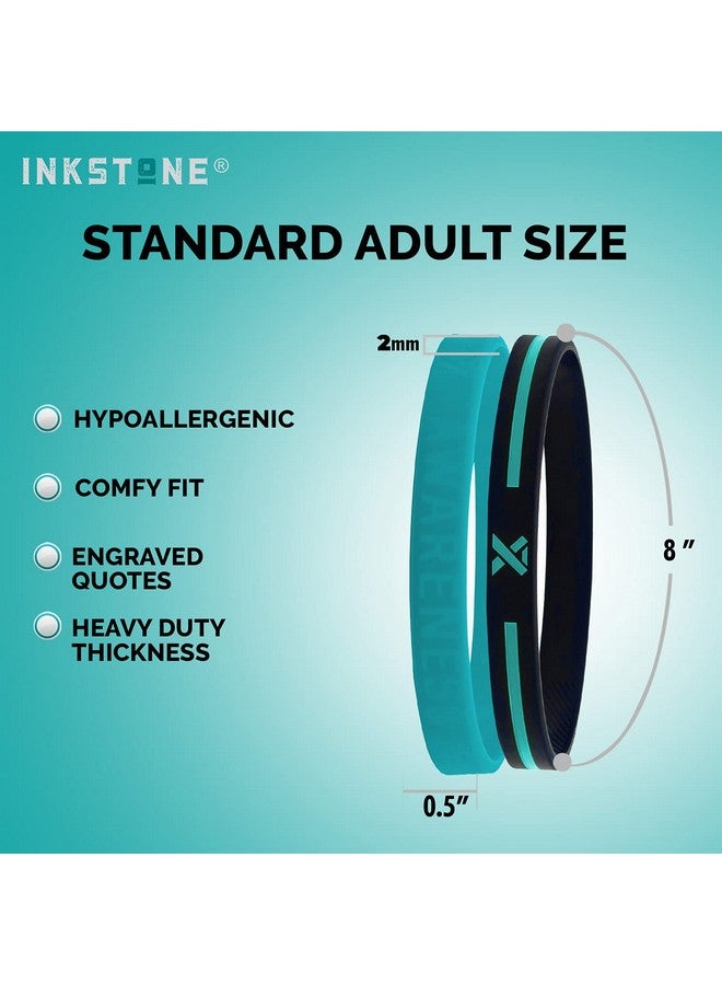 Inkstone (12Pack) Teal Awareness Ribbon Bracelets Variety Pack Wholesale Bulk Pack Of 12 Silicone Rubber Wristbands To Symbolize Hope Courage Strength And Support Unisex For Men Women Teens - Image 4