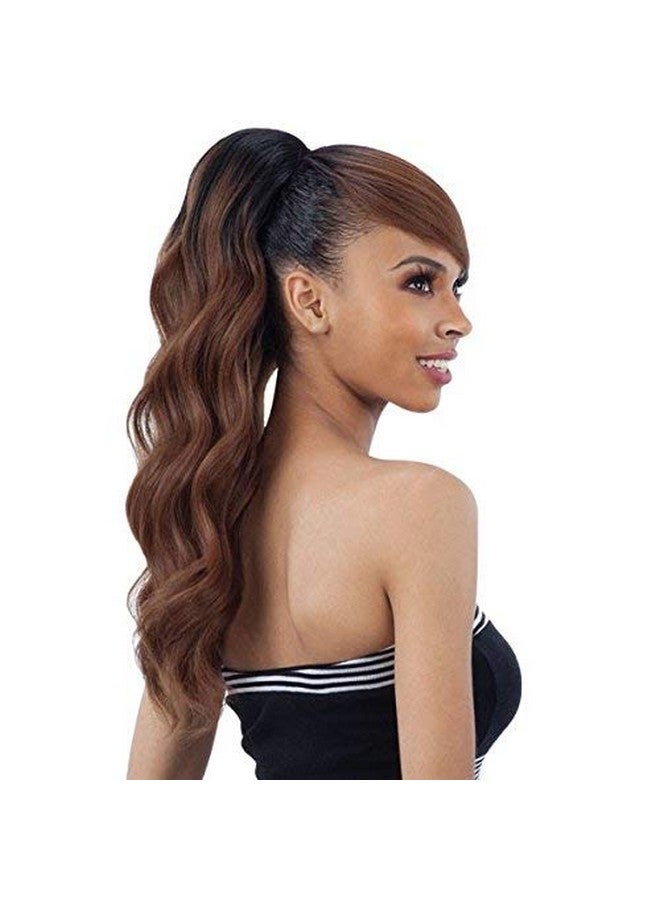Freetress Loose Deep Swoop Side Bang (1B Off Black) Freetress Equal Synthetic Drawstring Bang & Ponytail  - Image 2