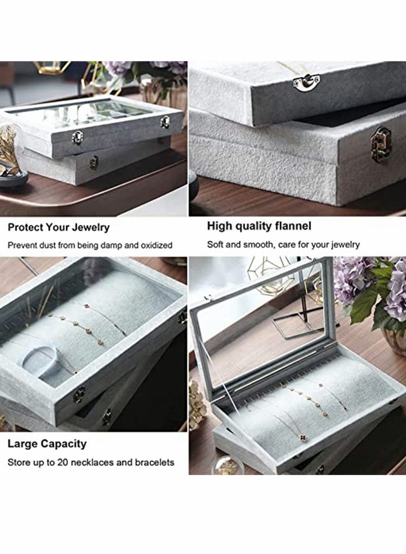 HomarKet Jewelry Display Tray Multi-Functional Jewelry Organizer with Lid and Lock for Ring Earring Stud Necklace Bracelet and Watch  - Image 3