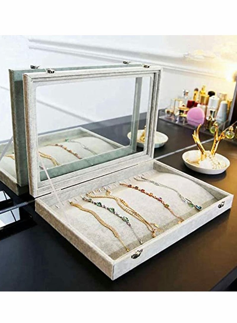 HomarKet Jewelry Display Tray Multi-Functional Jewelry Organizer with Lid and Lock for Ring Earring Stud Necklace Bracelet and Watch  - Image 2