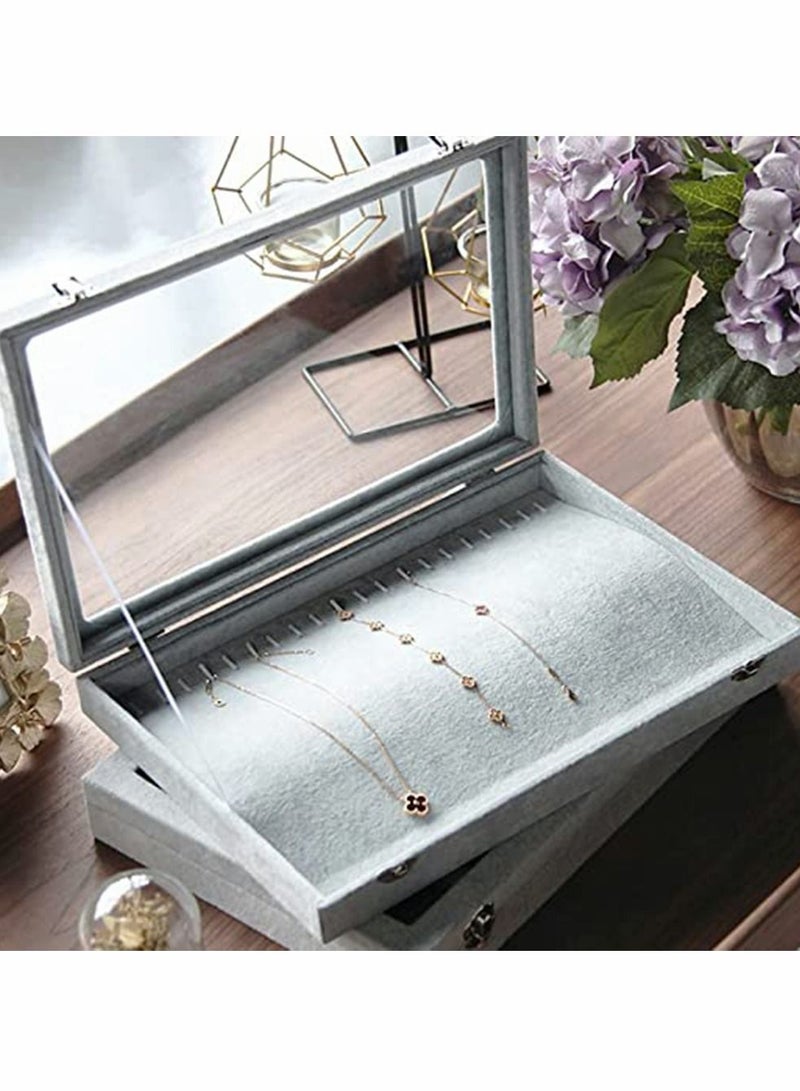 HomarKet Jewelry Display Tray Multi-Functional Jewelry Organizer with Lid and Lock for Ring Earring Stud Necklace Bracelet and Watch  - Image 4