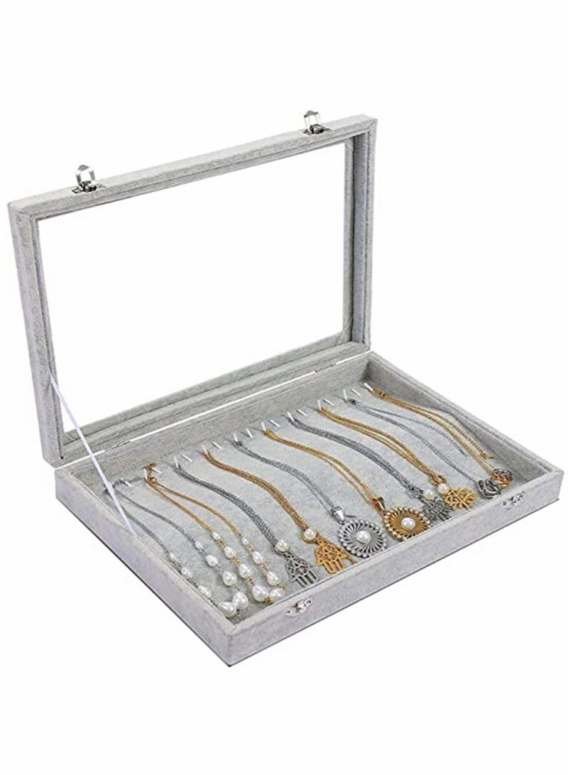 HomarKet Jewelry Display Tray Multi-Functional Jewelry Organizer with Lid and Lock for Ring Earring Stud Necklace Bracelet and Watch  - Image 1