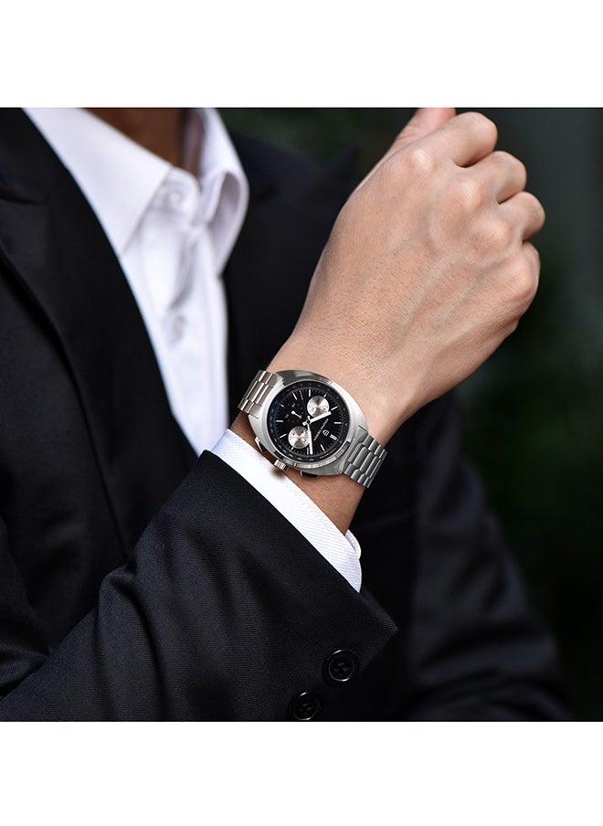 PAGANI DESIGN - Men's Watch Casual Analog Men's Watch Chronograph VK63 Movement Sapphire Mirror 100M Water Resistant Stainless Steel Watch-Black Steel - Image 1
