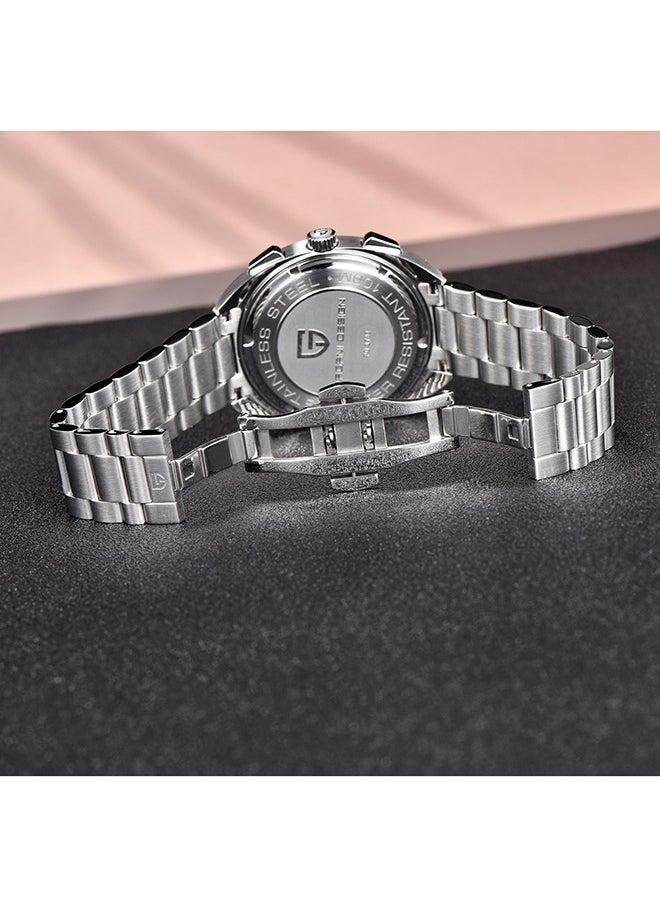 PAGANI DESIGN - Men's Watch Casual Analog Men's Watch Chronograph VK63 Movement Sapphire Mirror 100M Water Resistant Stainless Steel Watch-Black Steel - Image 1