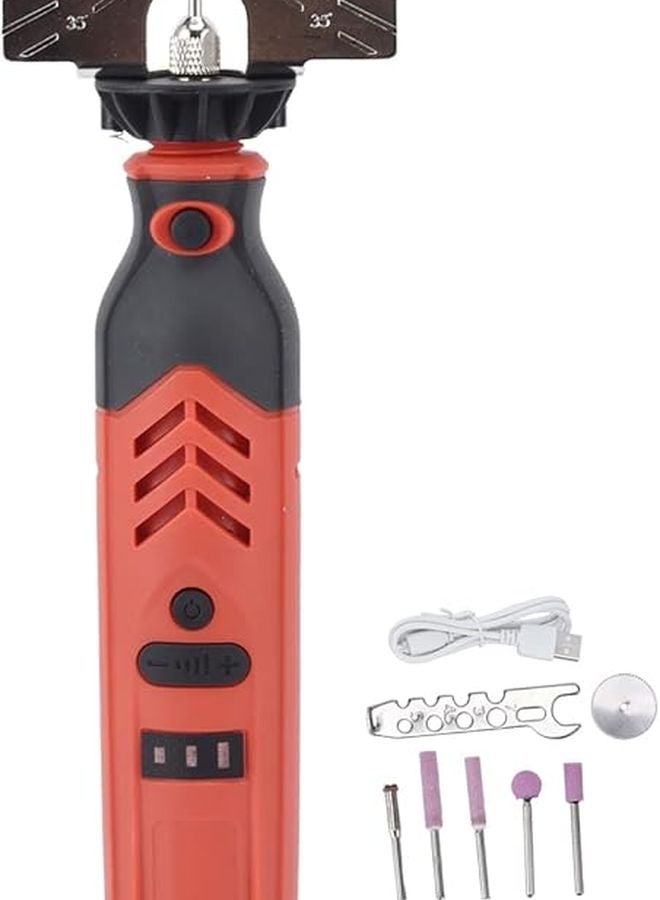 DC3 6V Cordless Chainsaw Sharpener Kit Portable Red ABS Steel Garden Tool - Image 2