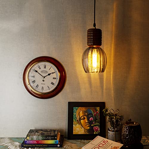 Green House Handmade Sheesham Wood Pendant/Hanging/Ceiling Light With Black Smoke Glass,E27 Bulb Holder(Bulb Not Included),Wooden Canopy With Gold Plated Brass Rivets And Adjustable Cord Of 1M - Image 4