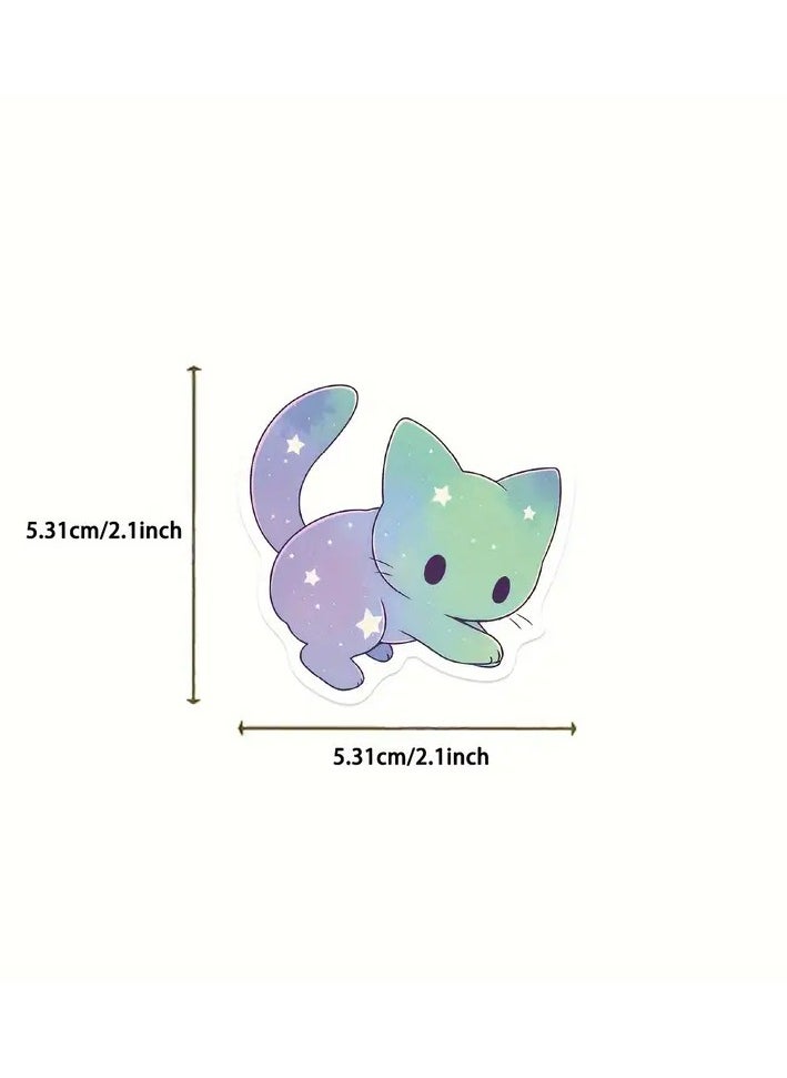 Goolsky Waterproof Cat Stickers, 50 PCS Cartoon Starry Sky Cat Stickers, Cute Vinyl Stickers for Water Bottle, Laptop, Phone, Skateboard Stickers for Teens Girls Kids and Women  - Image 3