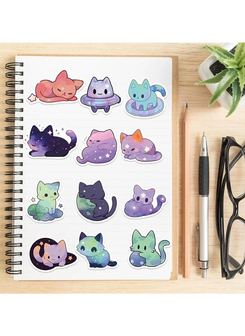 Goolsky Waterproof Cat Stickers, 50 PCS Cartoon Starry Sky Cat Stickers, Cute Vinyl Stickers for Water Bottle, Laptop, Phone, Skateboard Stickers for Teens Girls Kids and Women  - Image 4