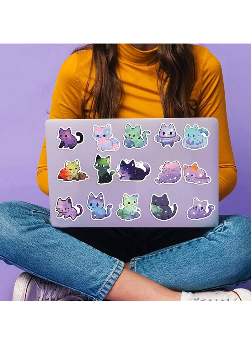 Goolsky Waterproof Cat Stickers, 50 PCS Cartoon Starry Sky Cat Stickers, Cute Vinyl Stickers for Water Bottle, Laptop, Phone, Skateboard Stickers for Teens Girls Kids and Women  - Image 5