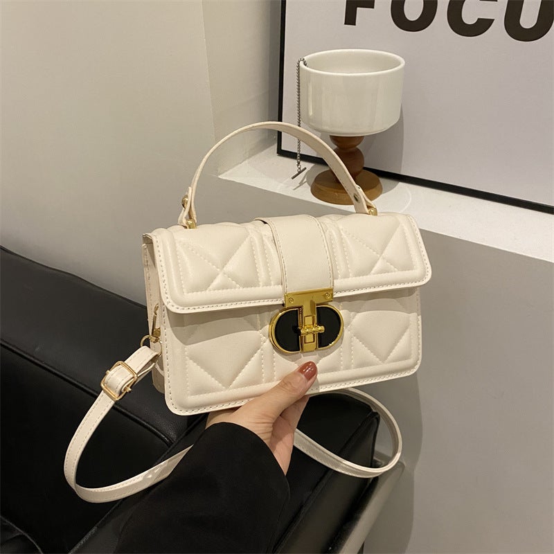 Portable Small Square Bag Korean Style Soft Leather Indentation Girl'S Crossbody Shoulder Bag Fashionable All-Match Women'S Bag - Image 1
