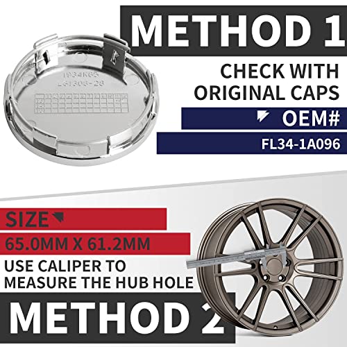 KitsPro 2.6Inch 65MM Wheel Center Caps for Ford Expedition Explorer Ranger F150 Rim Hub Caps FL34 1A096, Pack of 4 (Chrome, Outer 65MM, Inner 61MM) - Image 3