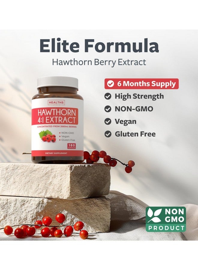 Healths Harmony Super Potent Hawthorn Berry Extract Capsules - Hawthorn Berry Supplement Made from Extra Strength Concentrate to Support Heart and Digestive Health - Vegan Non-GMO & Gluten Free (6 Month Supply) - Image 2