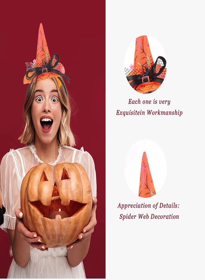 اس واي بي ال 3 قطع من عصابات رأس على شكل قبعة ساحرة للهالوين، مزينة بفيونكة وشبكة عنكبوت، مصنوعة من الدانتيل، قبعات صغيرة مدببة، حلقات شعر لحفلات التنكر النسائية - Image 3