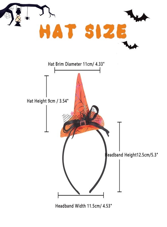اس واي بي ال 3 قطع من عصابات رأس على شكل قبعة ساحرة للهالوين، مزينة بفيونكة وشبكة عنكبوت، مصنوعة من الدانتيل، قبعات صغيرة مدببة، حلقات شعر لحفلات التنكر النسائية - Image 2