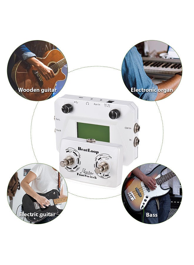 Generic Rowin Drum Machine Pedal Circular Recording Guitar Looper Pedal 40 Drums Rhythm LCD Backlight Display for Electric Guitar 3.5mm Input Headphone Jack External Footswitch Control  - Image 3