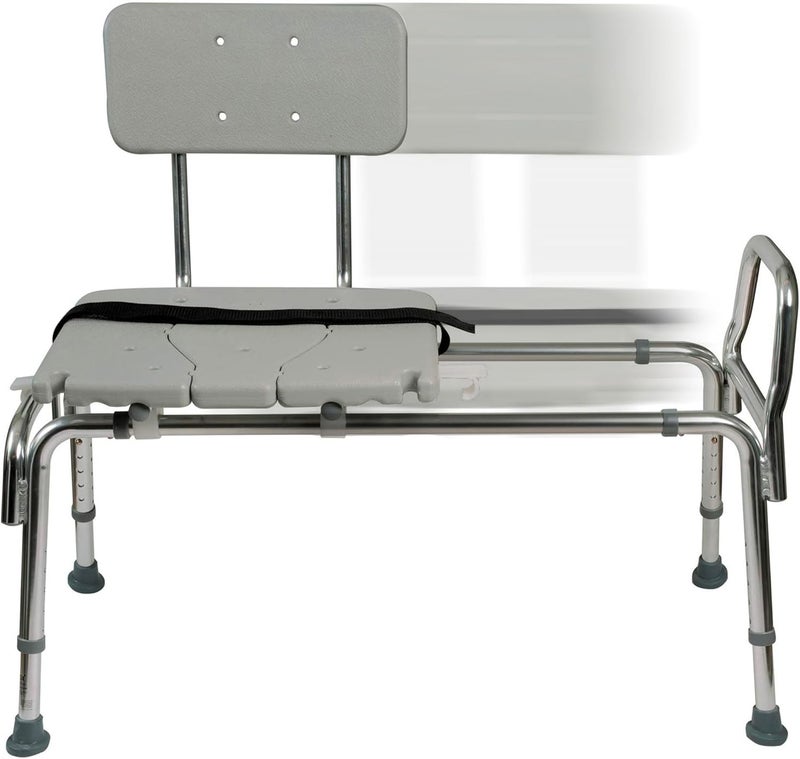 DMI Tub Transfer Bench and Shower Chair with Non Slip Aluminum Body FSA Eligible Adjustable Seat Height and Cut Out Access Holds Weight up to 400 Lbs Bath and Shower Safety Transfer Bench - Image 1