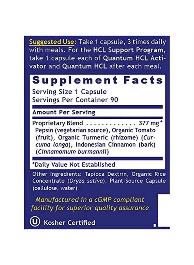 Quantum Nutrition Labs HCL Activator - Pepsin Digestive Enzymes Supplement for Optimal Digestive Function for Men & Women, Low Stomach Acid, Nutrient Absorption - 90 Vegetarian Capsules - Image 5