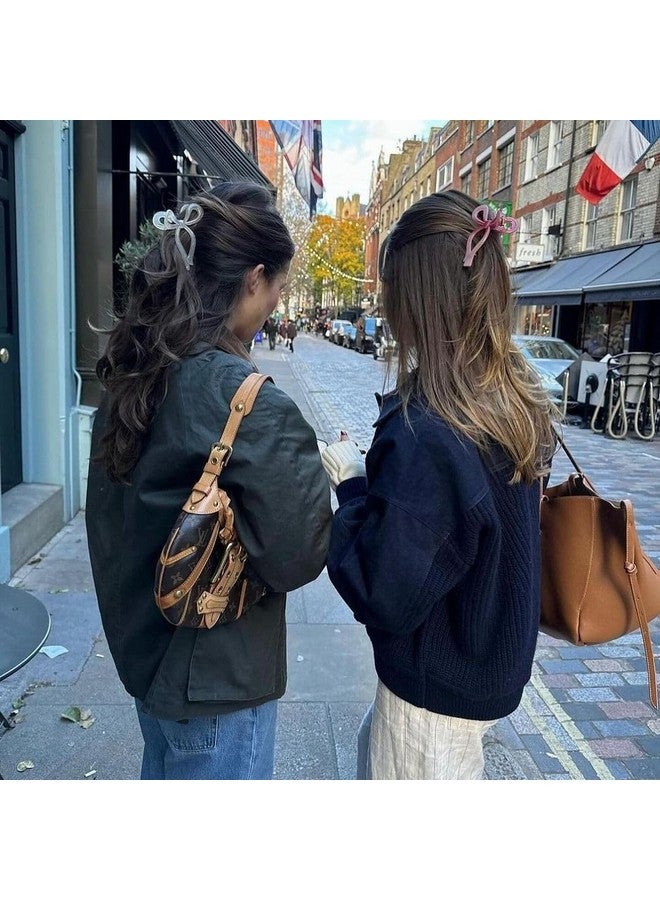 Ayesha Bows Claw Clips - 2 Colors Ribbon Coquette Clips for Thick Hair and Girls, Including Pink - Image 3