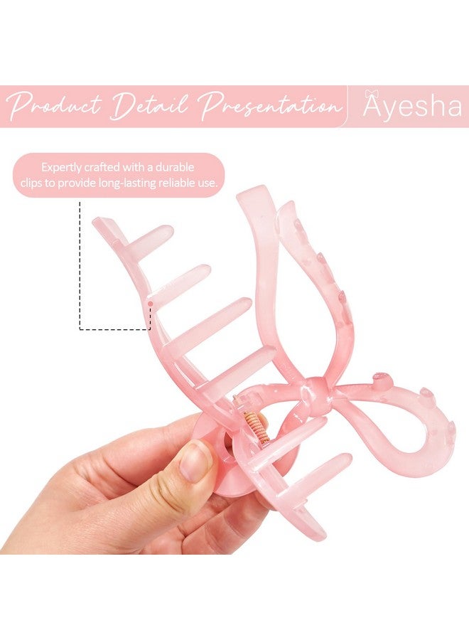 Ayesha Bows Claw Clips - 2 Colors Ribbon Coquette Clips for Thick Hair and Girls, Including Pink - Image 5